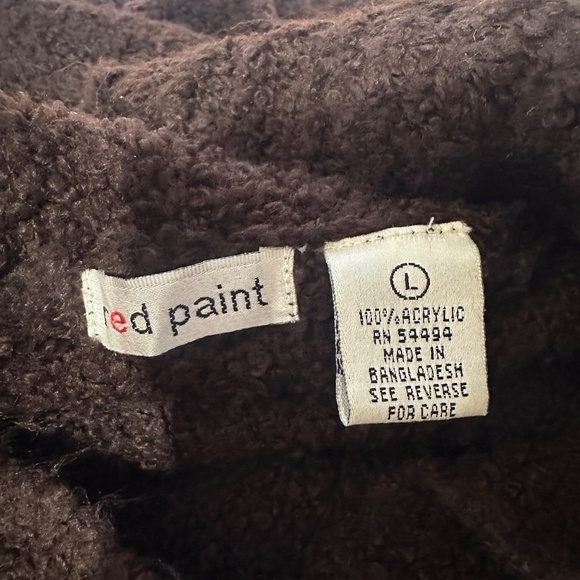 Chocolate Brown Fuzzy Boho Retro Button Up Long Line Cardigan Sz Medium/Large - Picture 7 of 7